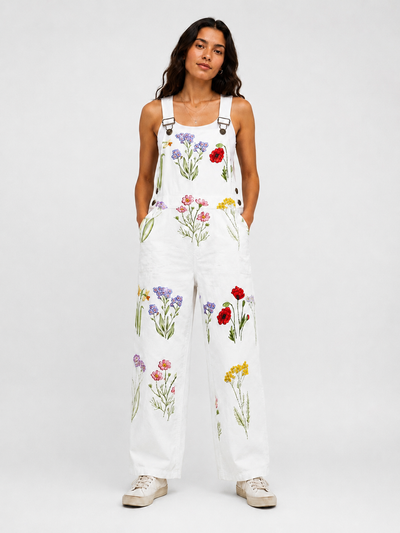 Gloria Bloemen Overall Wit