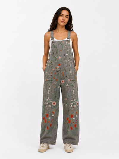 Maddow Bloemen Overall Grijs